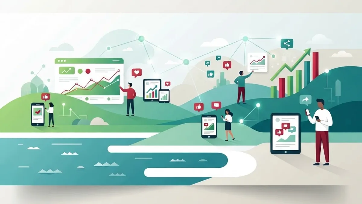Modern flat illustration of SEO, social media, and analytics dashboards representing digital marketing agencies in Burundi